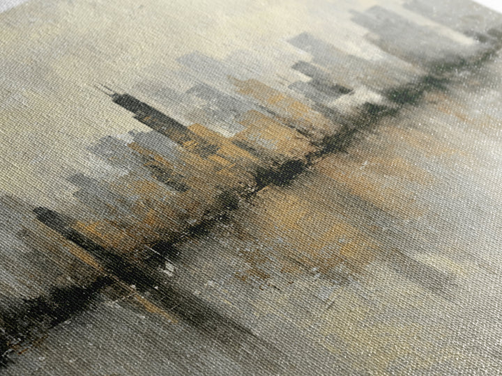Urban Skyline in Muted Evening Color Framed Canvas Print, Wall Art, Wood Wall Art, Living Room Decor, Fine Art, WAL-1x1-66