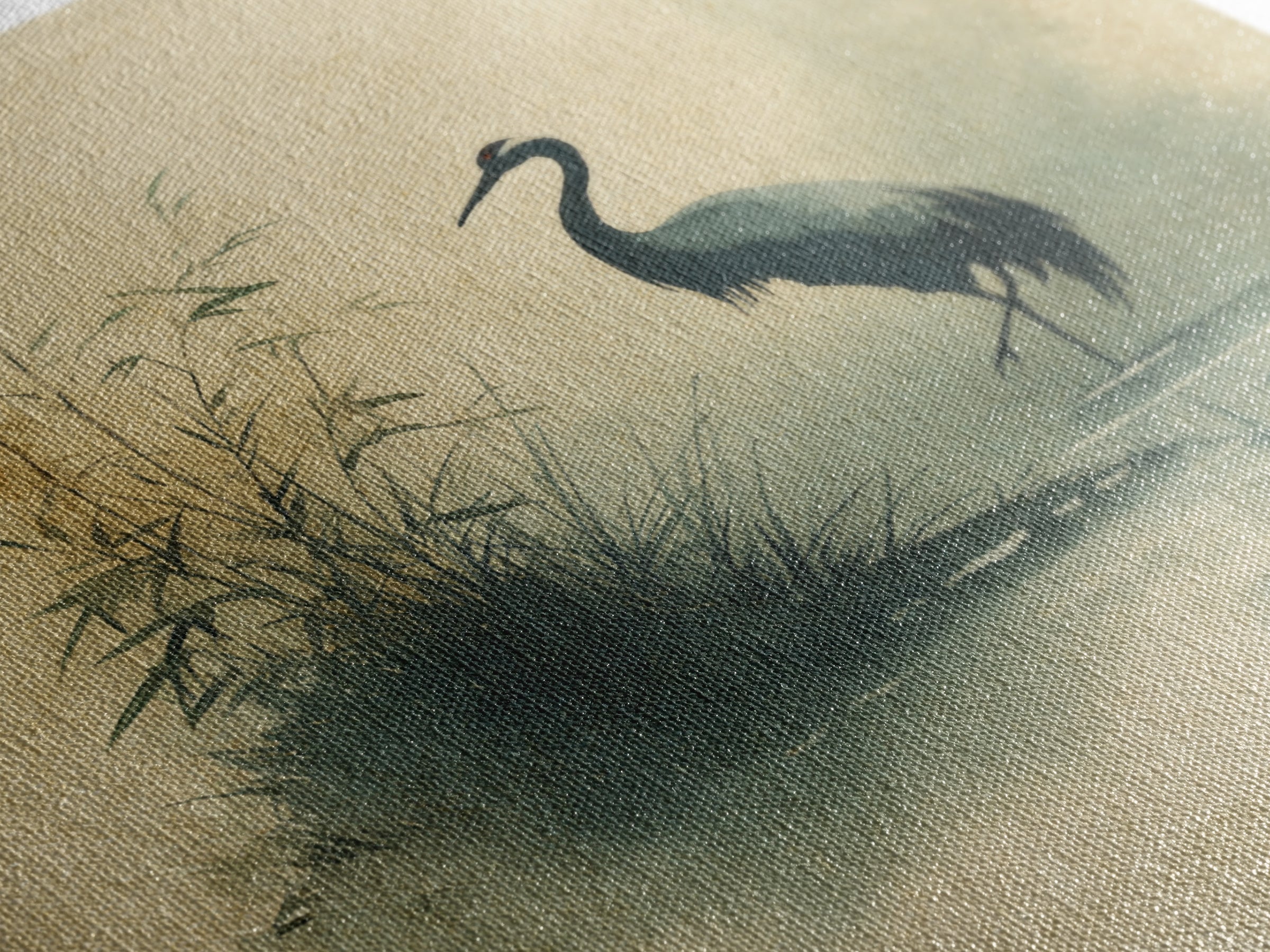 Monochrome Ink Crane Composition Framed Canvas Print, Wall Art, Wood Wall Art, Living Room Decor, Abstract Art, WAL-1x1-72