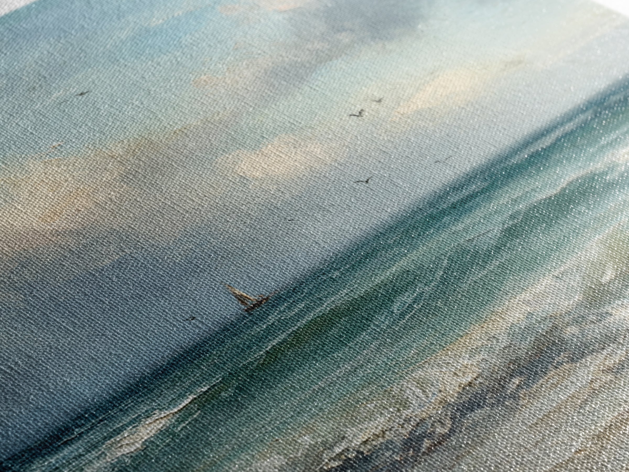 Classic Seascape with Dramatic Clouds Canvas Print, Wall Art, Statement Artwork, Living Room Decor, Fine Art, WAL-1x1-75