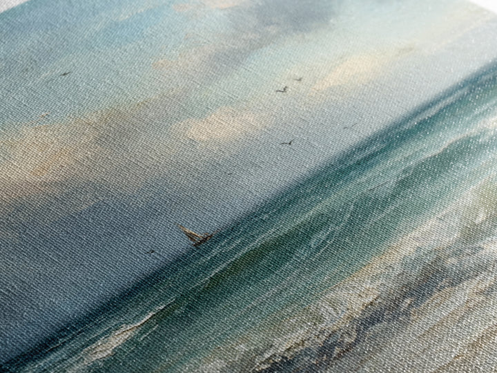 Classic Seascape with Dramatic Clouds Canvas Print, Wall Art, Statement Artwork, Living Room Decor, Fine Art, WAL-1x1-75