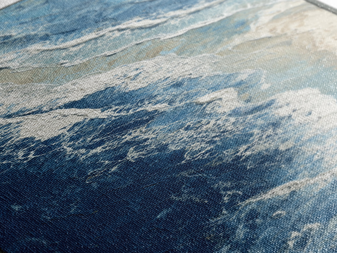 Coastal Aerial Water Study Canvas Print, Wall Art, Digital Wall Art, Living Room Decor, Fine Art, Wood Wall Art, WAL-1x3-23