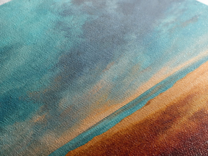 Desert Landscape in Warm Terracotta Tones Framed Canvas Print, Wall Art, Metal Wall Art, Living Room Decor, Oil Painting, WAL-2x1-3