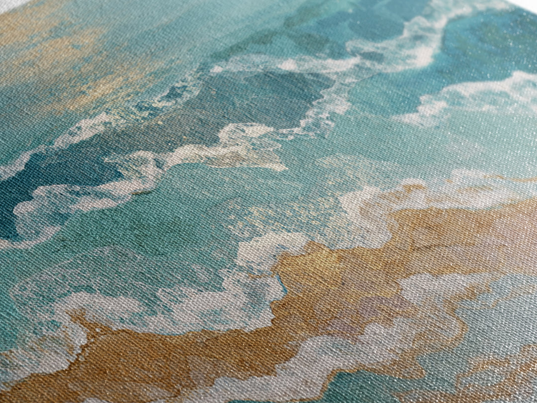 Coastal Aerial Water Study Framed Canvas Print, Wall Art, Large Wall Art, Living Room Decor, Fine Art, Abstract Wall Art, WAL-2x1-55