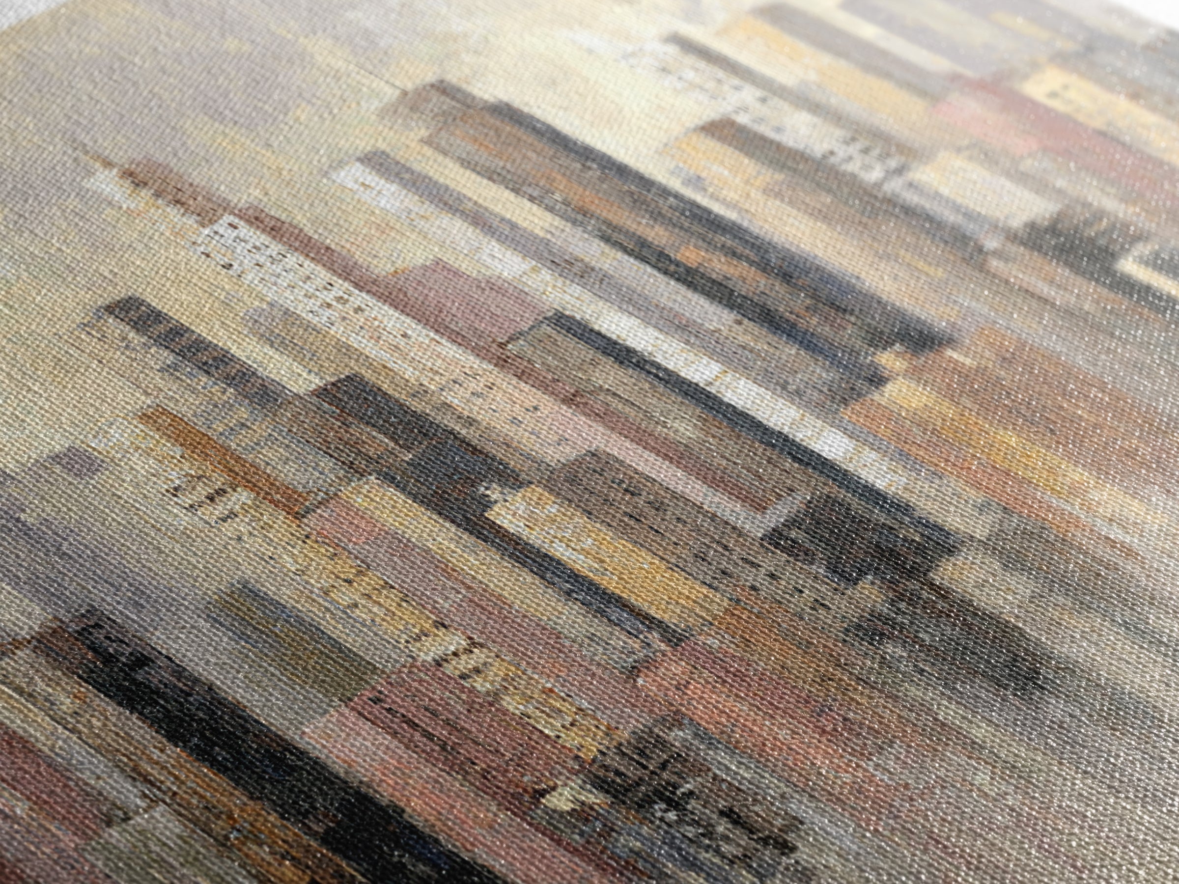 Urban Skyline in Muted Evening Color Canvas Print, Wall Art, Living Room Decor, Abstract Art, Metal Wall Art, WAL-2x1-62