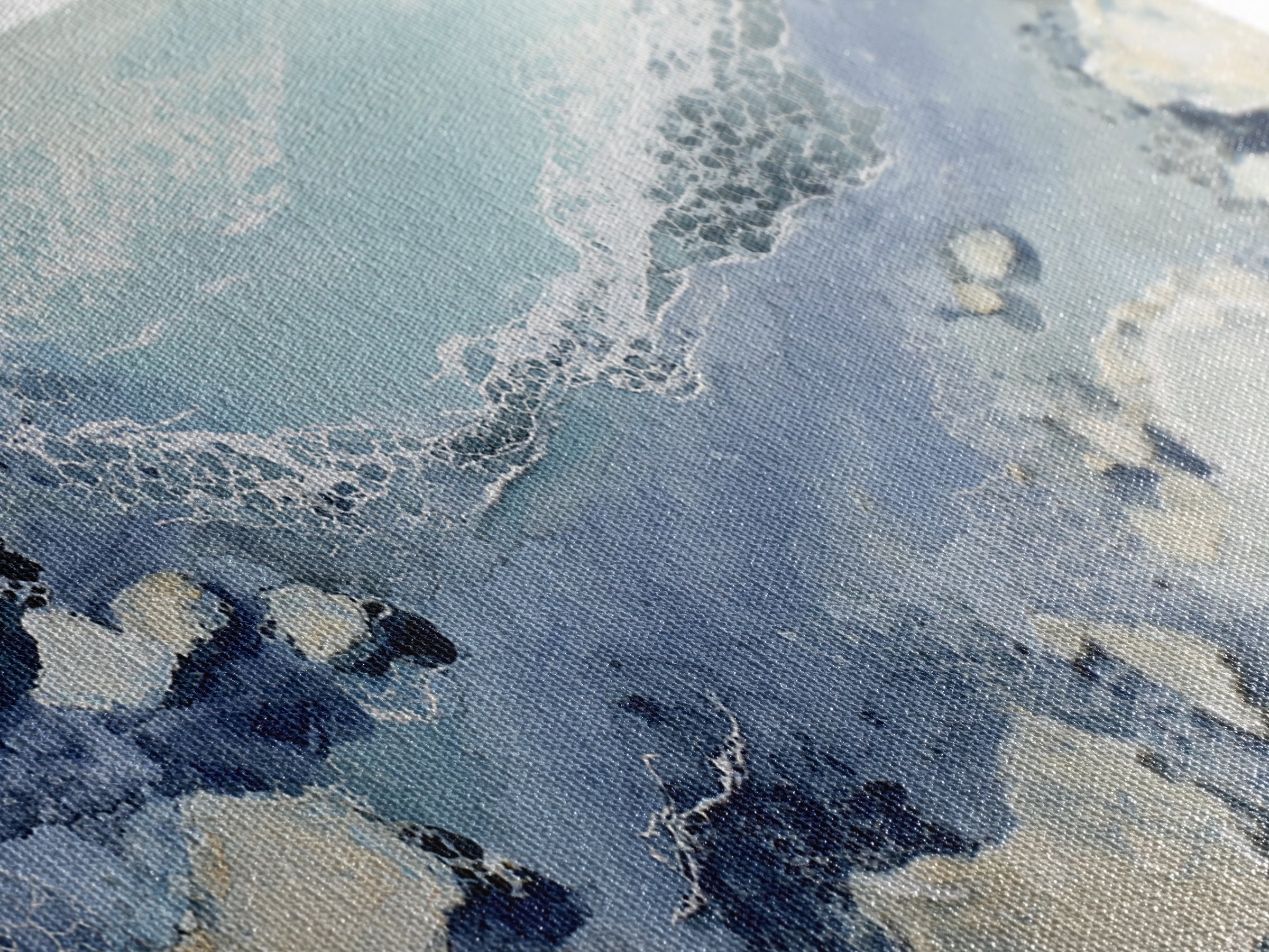Coastal Aerial Water Study Framed Canvas Print, Wall Art, Painting, Living Room Decor, Fine Art, Art Deco, Wall Hanging, WAL-2x1-7