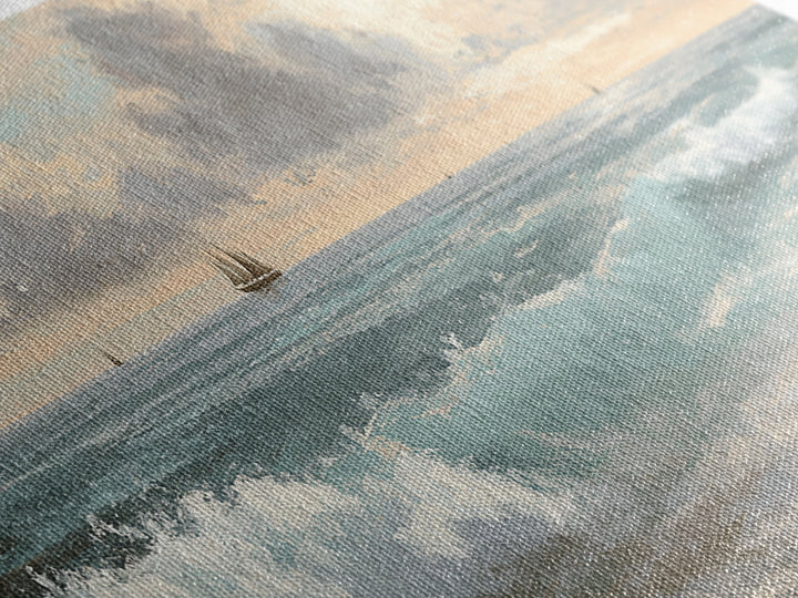 Classic Seascape with Dramatic Clouds Canvas Print, Wall Art, Wood Wall Art, Living Room Decor, Abstract Art, WAL-2x1-71