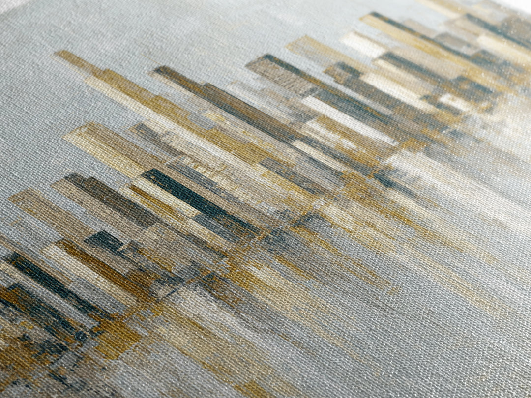 Urban Skyline in Muted Evening Color Framed Canvas Print, Wall Art, Art Print, Living Room Decor, Abstract Art, WAL-2x1-86