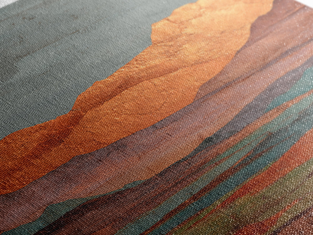 Desert Landscape in Warm Terracotta Tones Canvas Print, Wall Art, Minimalist Decor, Living Room Decor, Oil Painting, WAL-2x3-15