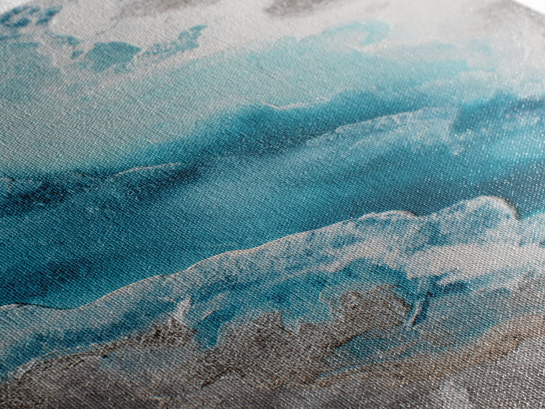 Coastal Aerial Water Study Framed Canvas Print, Wall Art, Contemporary Art, Living Room Decor, Fine Art, Mid Century Modern, WAL-2x3-19