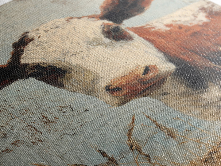 Rustic Farmhouse Cow Portrait Canvas Print, Wall Art, Home Decor, Living Room Decor, Fine Art, Digital Wall Art, WAL-2x3-27