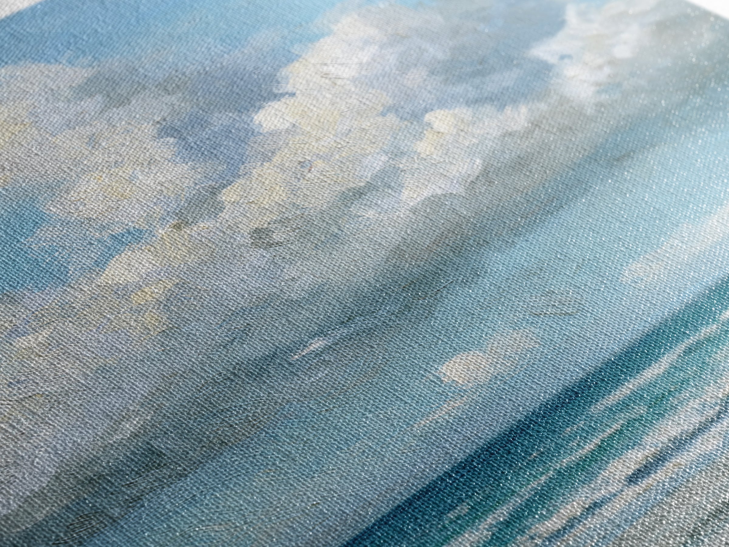 Classic Seascape with Dramatic Clouds Canvas Print, Wall Art, Wall Hangings, Living Room Decor, Watercolor Art, WAL-2x3-35