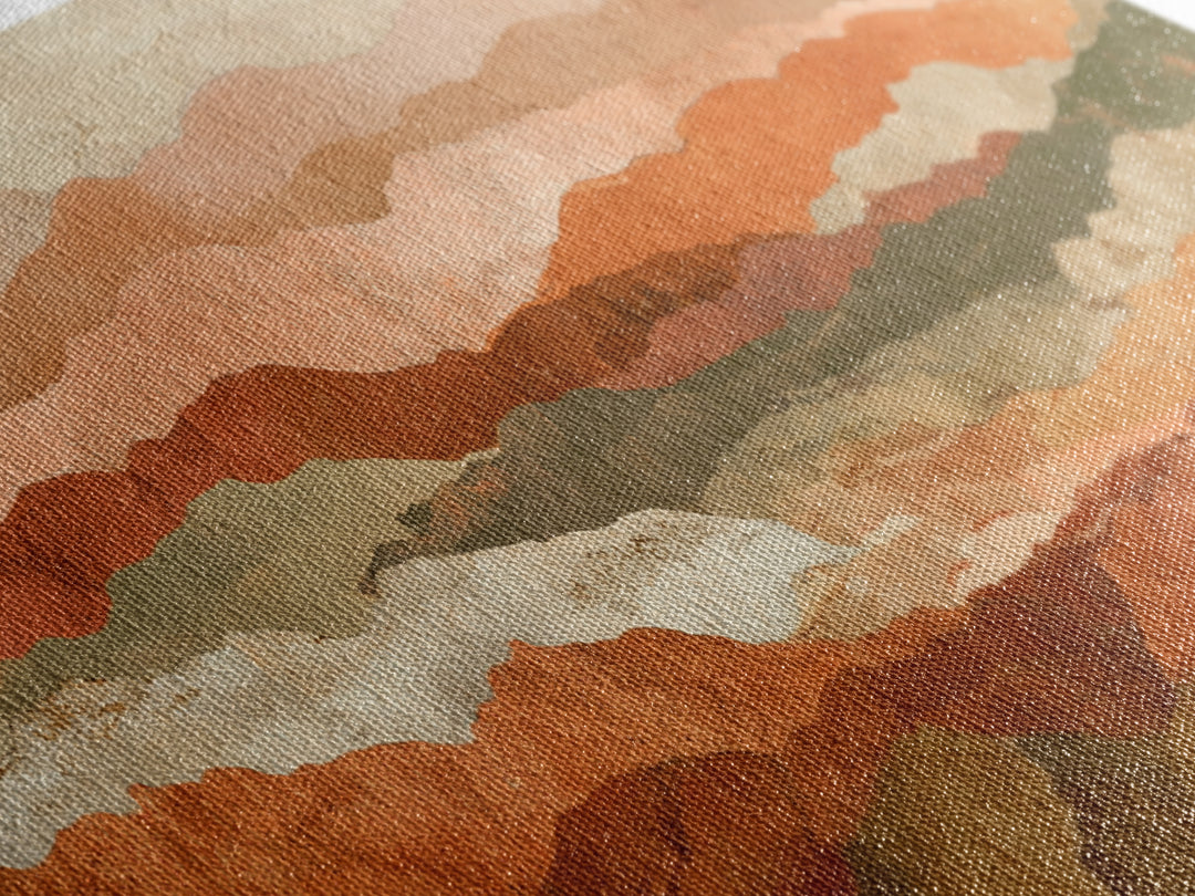Desert Landscape in Warm Terracotta Tones Framed Canvas Print, Wall Art, Room Decor, Living Room Decor, Fine Art, WAL-3x1-23