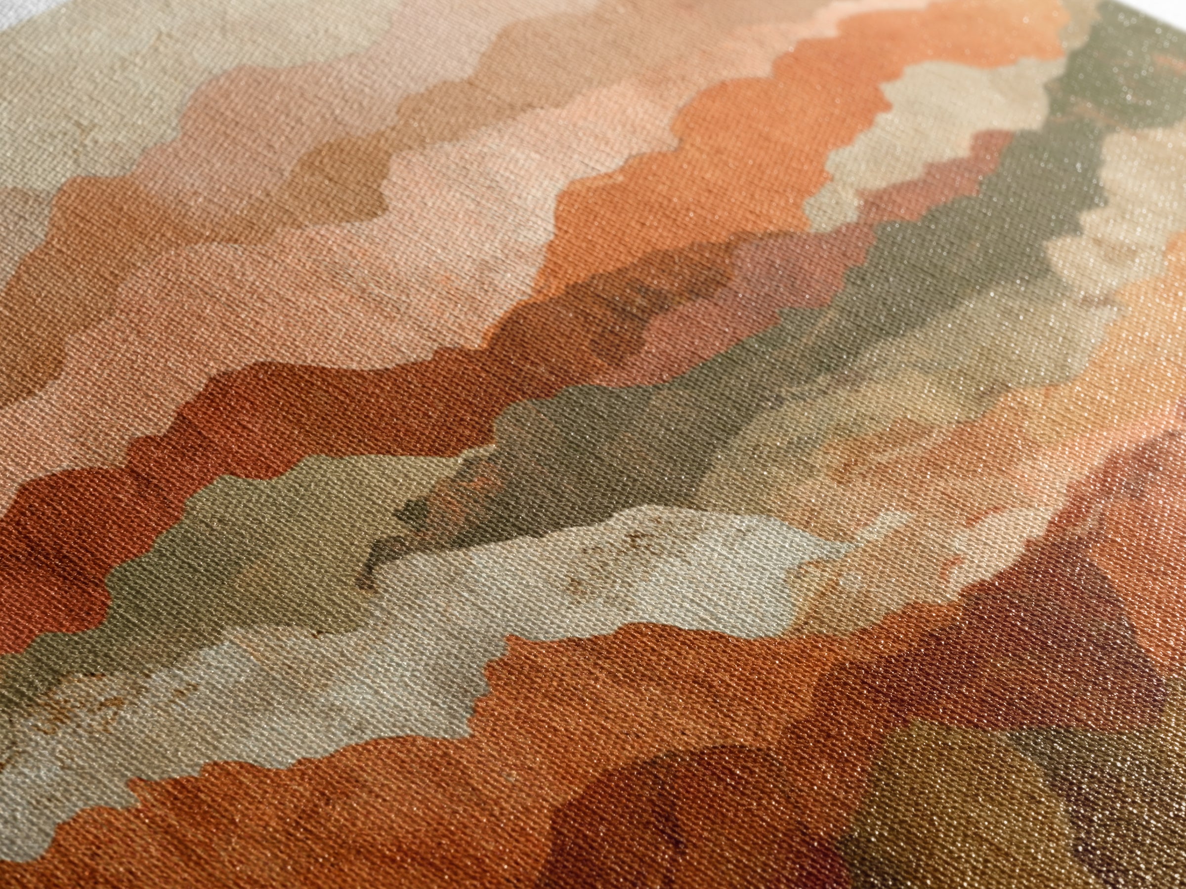 Desert Landscape in Warm Terracotta Tones Framed Canvas Print, Wall Art, Room Decor, Living Room Decor, Fine Art, WAL-3x1-23