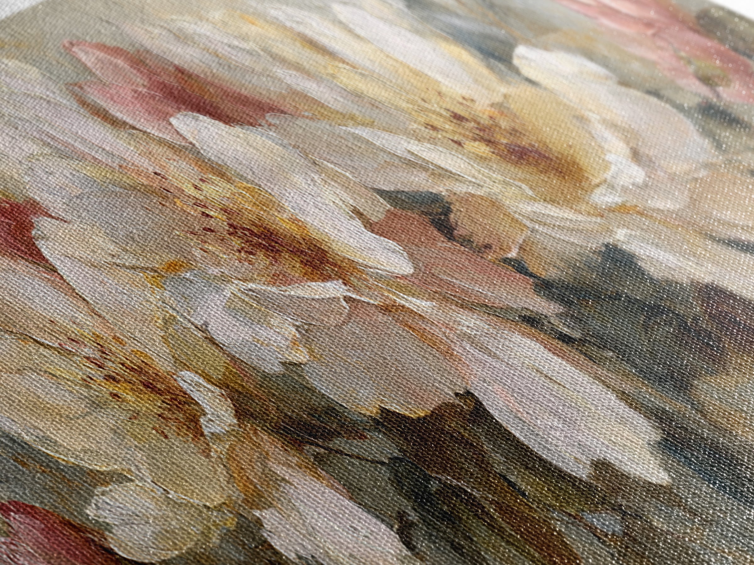 Soft Floral Oil Painting Framed Canvas Print, Wall Art, Gallery Decor, Living Room Decor, Fine Art, Home Decor, WAL-3x1-69