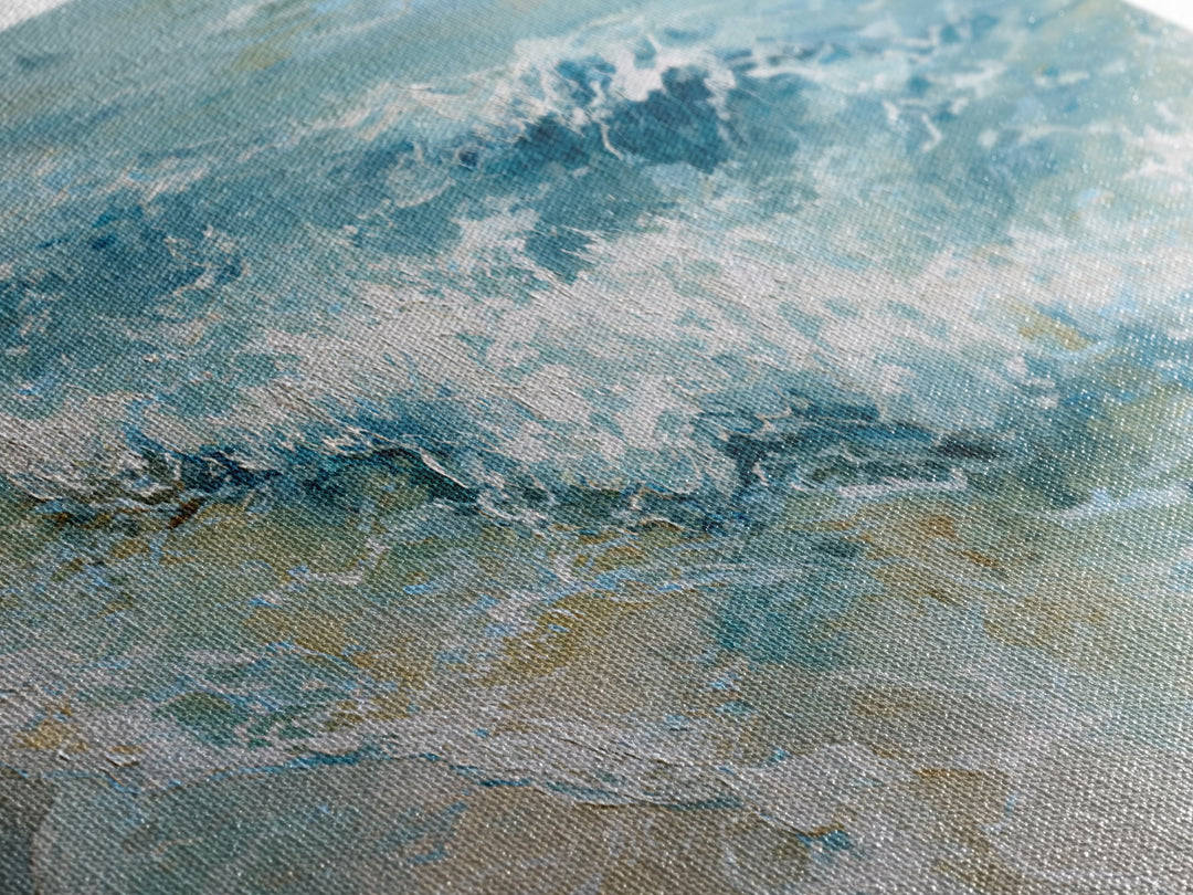 Coastal Aerial Water Study Canvas Print, Wall Art, Digital Wall Art, Living Room Decor, Fine Art, Wood Wall Art, WAL-3x1-75