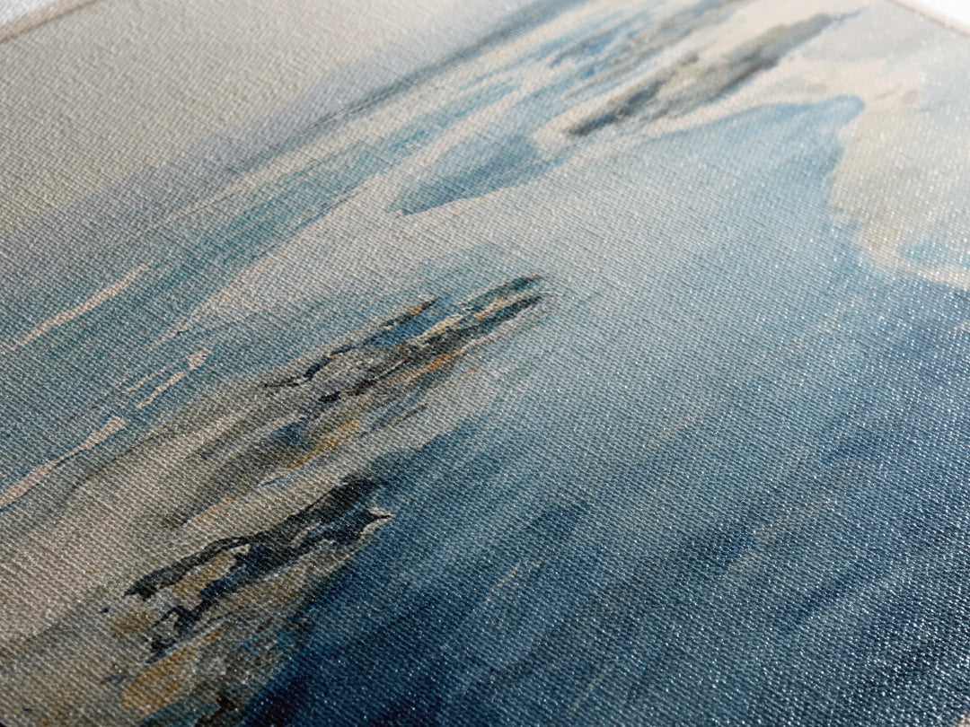 Coastal Aerial Water Study Framed Canvas Print, Wall Art, Contemporary Art, Living Room Decor, Fine Art, Mid Century Modern, WAL-3x2-39