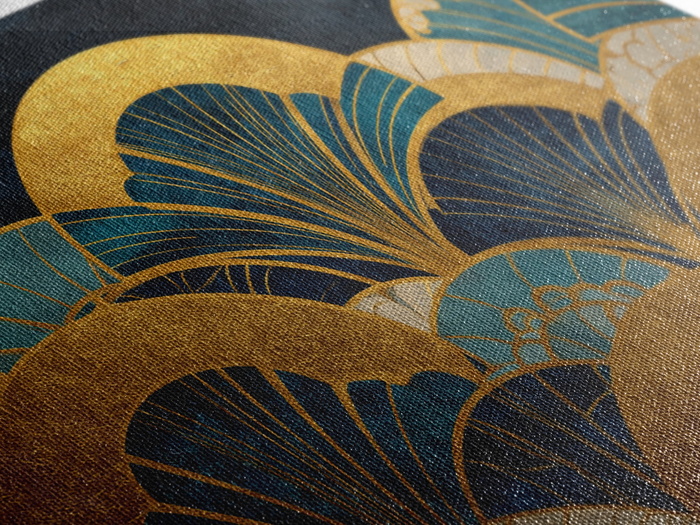 Art Deco Gold Fan Pattern Canvas Print, Wall Art, Contemporary Art, Living Room Decor, Fine Art, Mid Century Modern, WAL-3x2-72