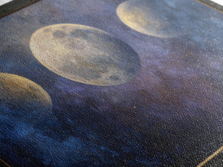 Celestial Moon and Stars Artwork Framed Canvas Print, Wall Art, Digital Print, Living Room Decor, Fine Art, Luxury Decor, WAL-3x2-90