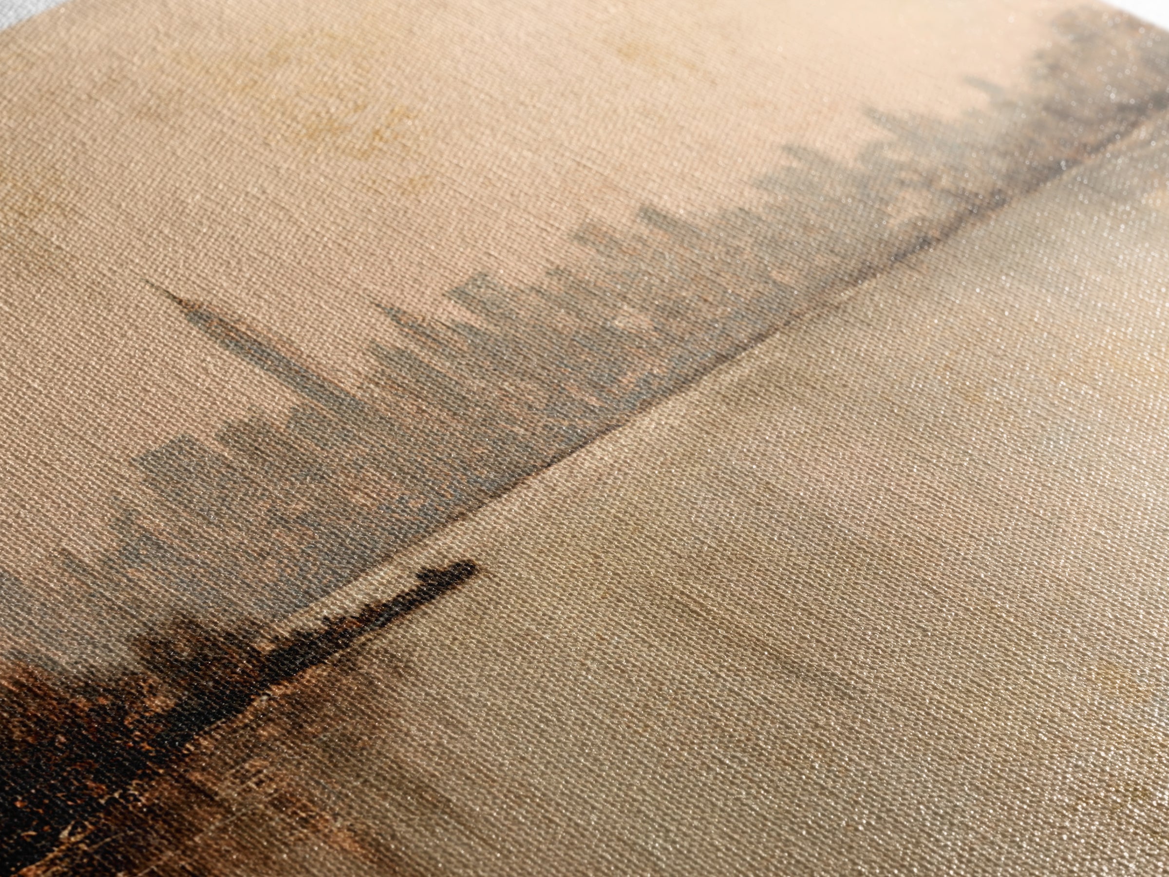Urban Skyline in Muted Evening Color Canvas Print, Wall Art, Wood Wall Art, Living Room Decor, Fine Art, Textured Painting, WAL-3x2-94