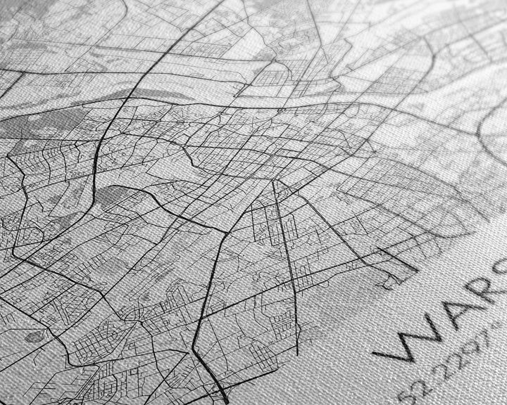 Warsaw Street Map, Poland Map, Europe City Map Print, Minimalist Art, Wall Art, Canvas Print, Living Room Wall Art, Friends Gift, Travel Art