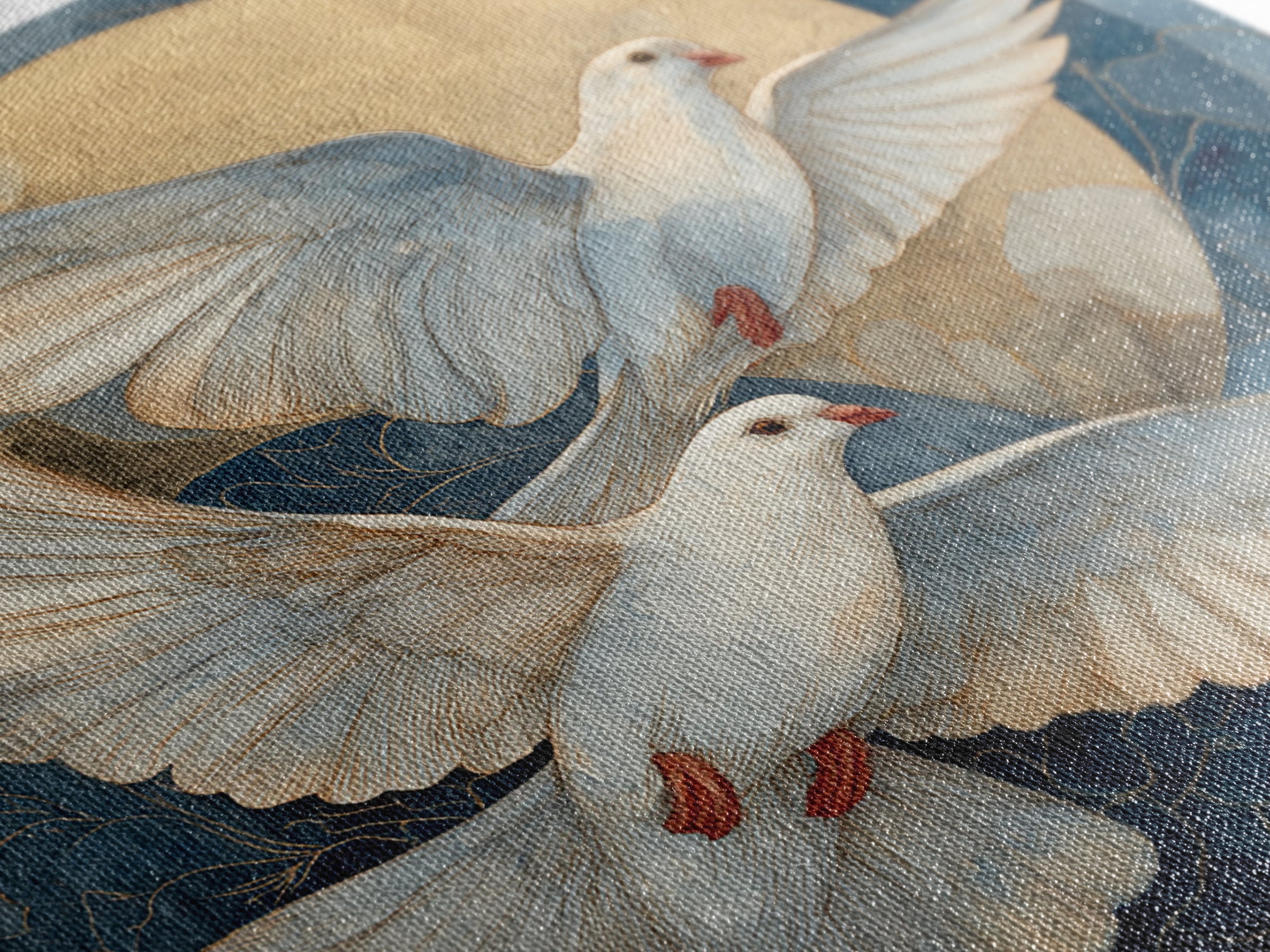 Doves Flying Through Soft Golden Light Framed Canvas Print, Wedding Art, Printable Art, Living Room Decor, Fine Art, Romance, WED-1x1-11