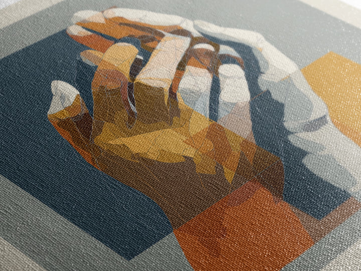 Hands Nearly Touching Framed Canvas Print, Wedding Art, Jewish Art, Living Room Decor, Abstract Art, Romance, WED-1x1-16