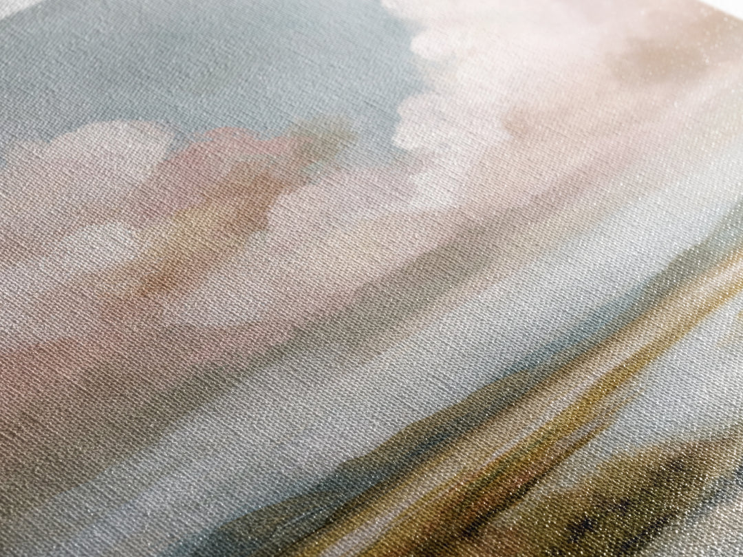 Blush Cloudscape with Dreamy Atmosphere Framed Canvas Print, Wedding Art, Personalized Wedding, Living Room Decor, Romance, WED-1x1-63