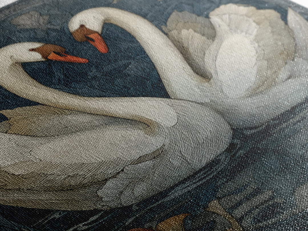 Two Swans Forming a Heart on Dark Framed Canvas Print, Wedding Art, Personalized Art, Living Room Decor, Fine Art, Romance, WED-1x1-74