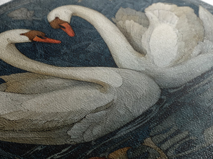 Two Swans Forming a Heart on Dark Framed Canvas Print, Wedding Art, Personalized Art, Living Room Decor, Fine Art, Romance, WED-1x1-74