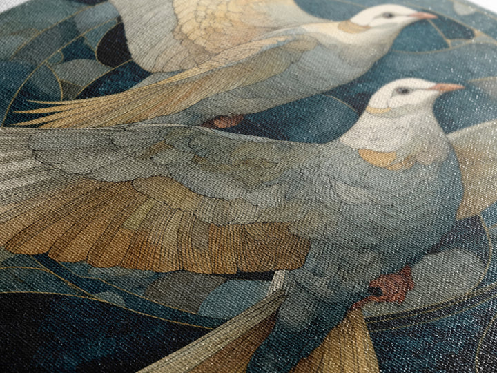 Doves Flying Through Soft Golden Light Framed Canvas Print, Wedding Art, Wall Decor, Living Room Decor, Fine Art, Romance, WED-1x1-83