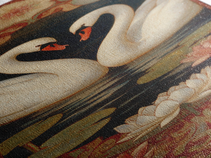 Two Swans Forming a Heart on Dark Canvas Print, Wedding Art, Bride and Groom, Living Room Decor, Romance, Neutral Decor, WED-1x3-14