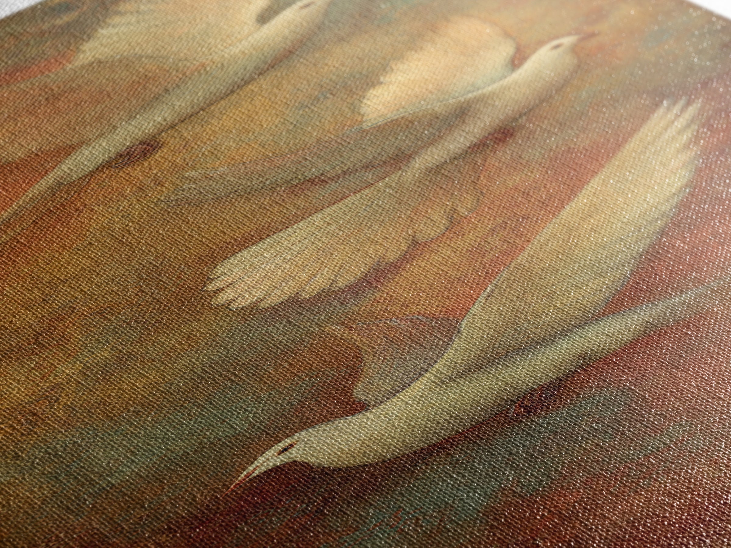 Doves Flying Through Soft Golden Light Canvas Print, Wedding Art, Boho Decor, Living Room Decor, Fine Art, Romance, Art Print, WED-1x3-23