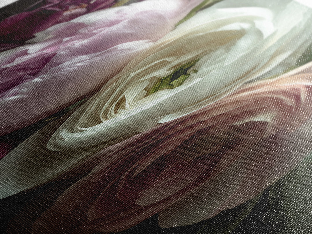 Peony and Ranunculus Bouquet Canvas Print, Wedding Art, Wall Decor, Living Room Decor, Fine Art, Romance, Wedding Gift, WED-1x3-32