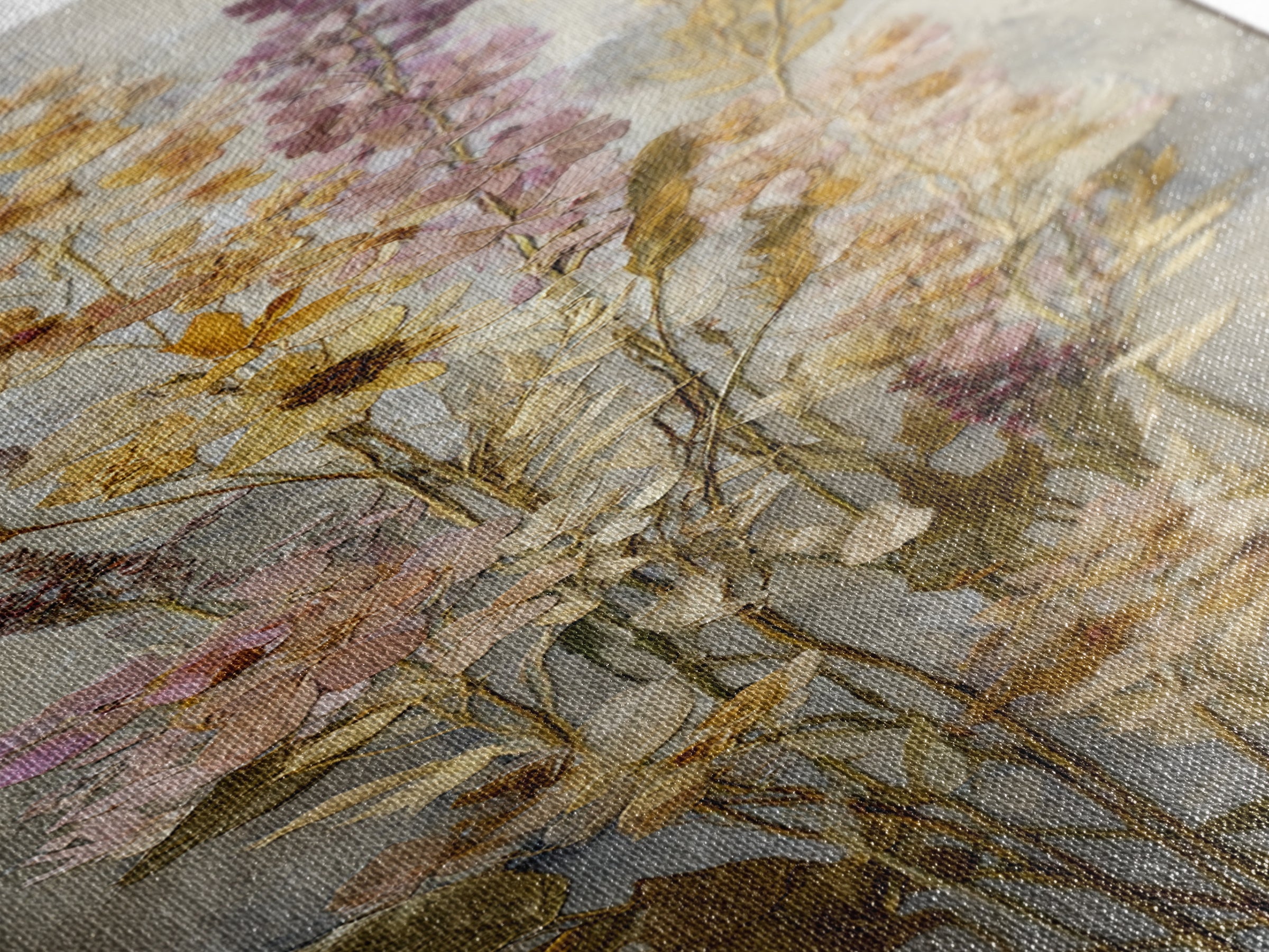 Pressed Flowers from a Wedding Bouquet Canvas Print, Wedding Art, Wedding Gift, Living Room Decor, Watercolor Art, Romance, WED-1x3-68