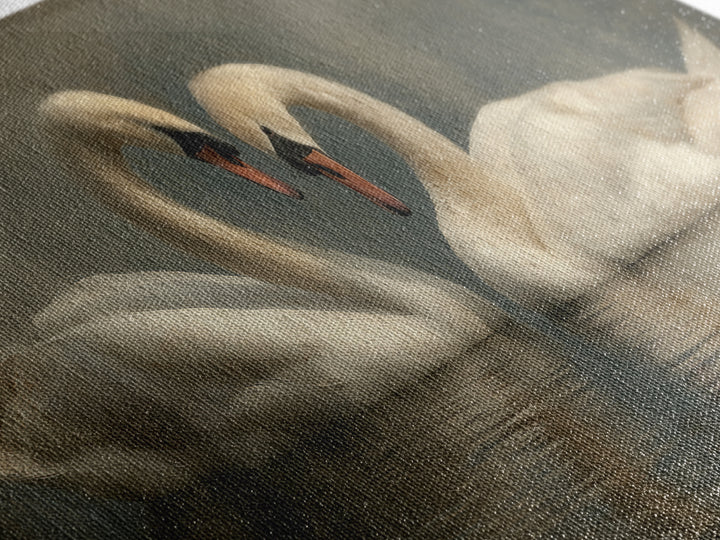 Two Swans Forming a Heart on Dark Canvas Print, Wedding Art, Gallery Decor, Living Room Decor, Fine Art, Romance, WED-2x1-22