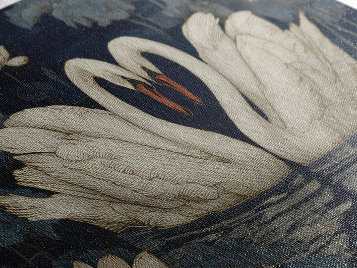 Two Swans Forming a Heart on Dark Framed Canvas Print, Wedding Art, Boho Decor, Living Room Decor, Fine Art, Romance, WED-2x1-46