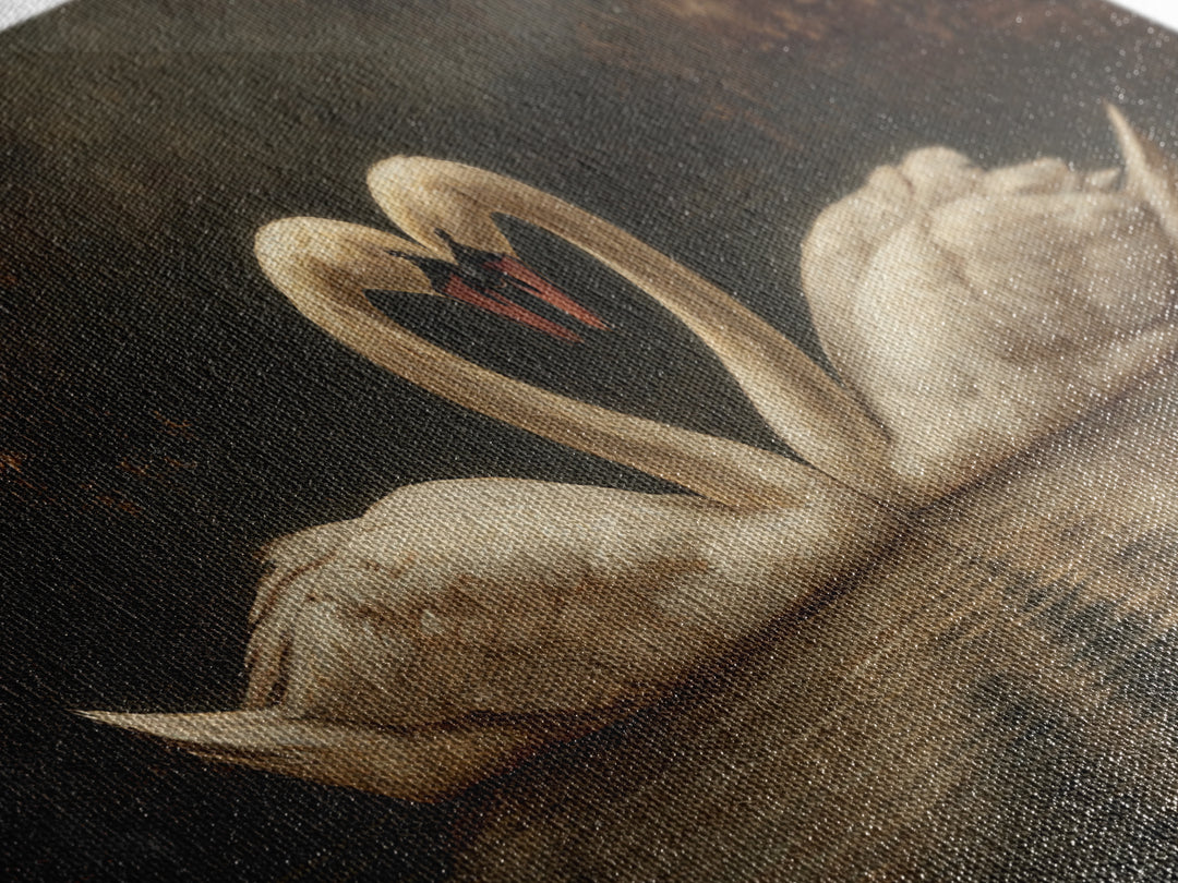 Two Swans Forming a Heart on Dark Canvas Print, Wedding Art, Minimalist Decor, Living Room Decor, Romance, Custom Painting, WED-2x1-70