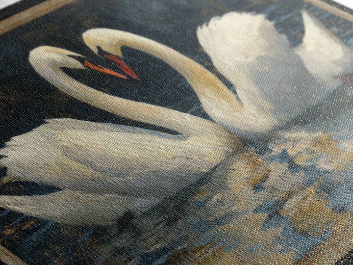 Two Swans Forming a Heart on Dark Canvas Print, Wedding Art, Minimalist Decor, Living Room Decor, Romance, Custom Painting, WED-2x1-94