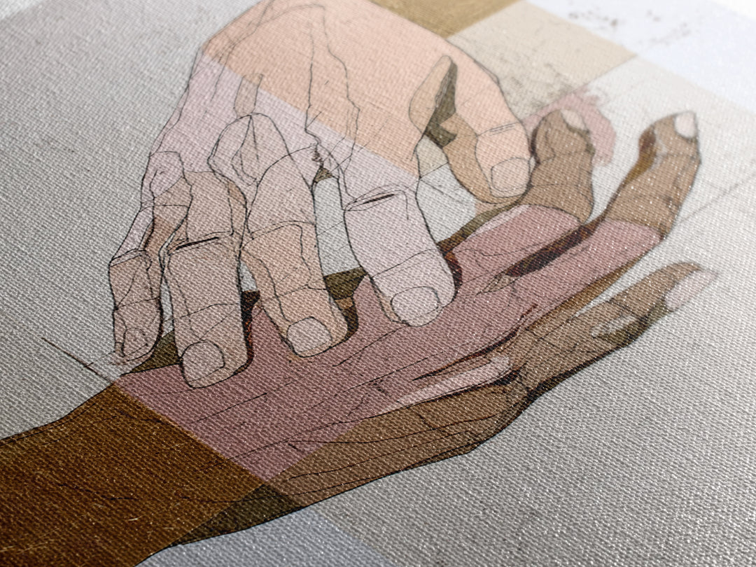Hands Nearly Touching Framed Canvas Print, Wedding Art, Jewish Art, Living Room Decor, Abstract Art, Romance, WED-2x3-24