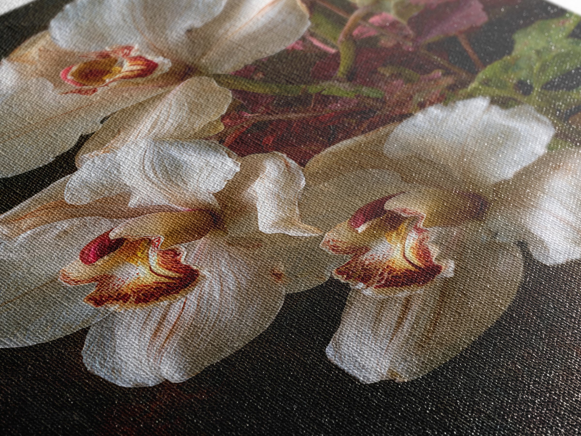 White Orchid and Gold Ribbon Composition Canvas Print, Wedding Art, Downloadable Art, Living Room Decor, Fine Art, Romance, WED-2x3-32