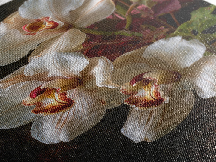 White Orchid and Gold Ribbon Composition Canvas Print, Wedding Art, Downloadable Art, Living Room Decor, Fine Art, Romance, WED-2x3-32