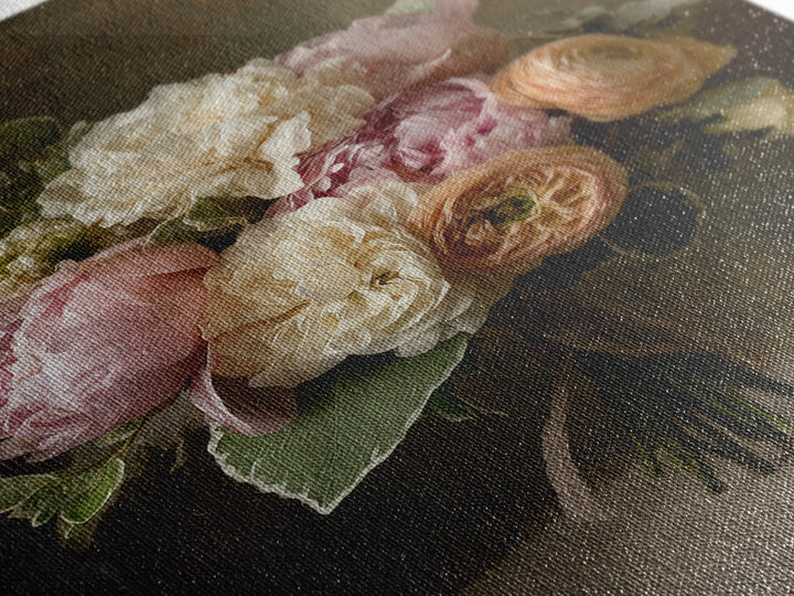 Peony and Ranunculus Bouquet Framed Canvas Print, Wedding Art, Personalized Wedding, Living Room Decor, Fine Art, Romance, WED-2x3-52