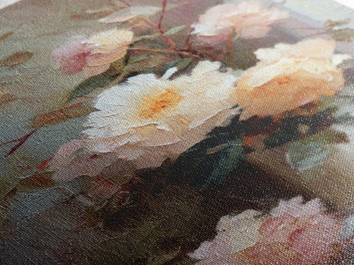 Romantic Candle and Floral Still Life Framed Canvas Print, Wedding Art, Gallery Decor, Living Room Decor, Oil Painting, Romance, WED-2x3-6