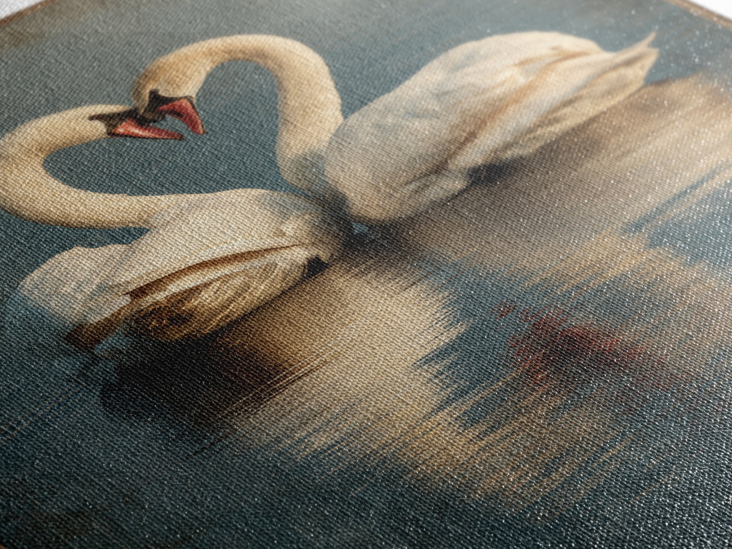 Two Swans Forming a Heart on Dark Canvas Print, Wedding Art, Contemporary Art, Living Room Decor, Fine Art, Romance, Custom Art, WED-2x3-82