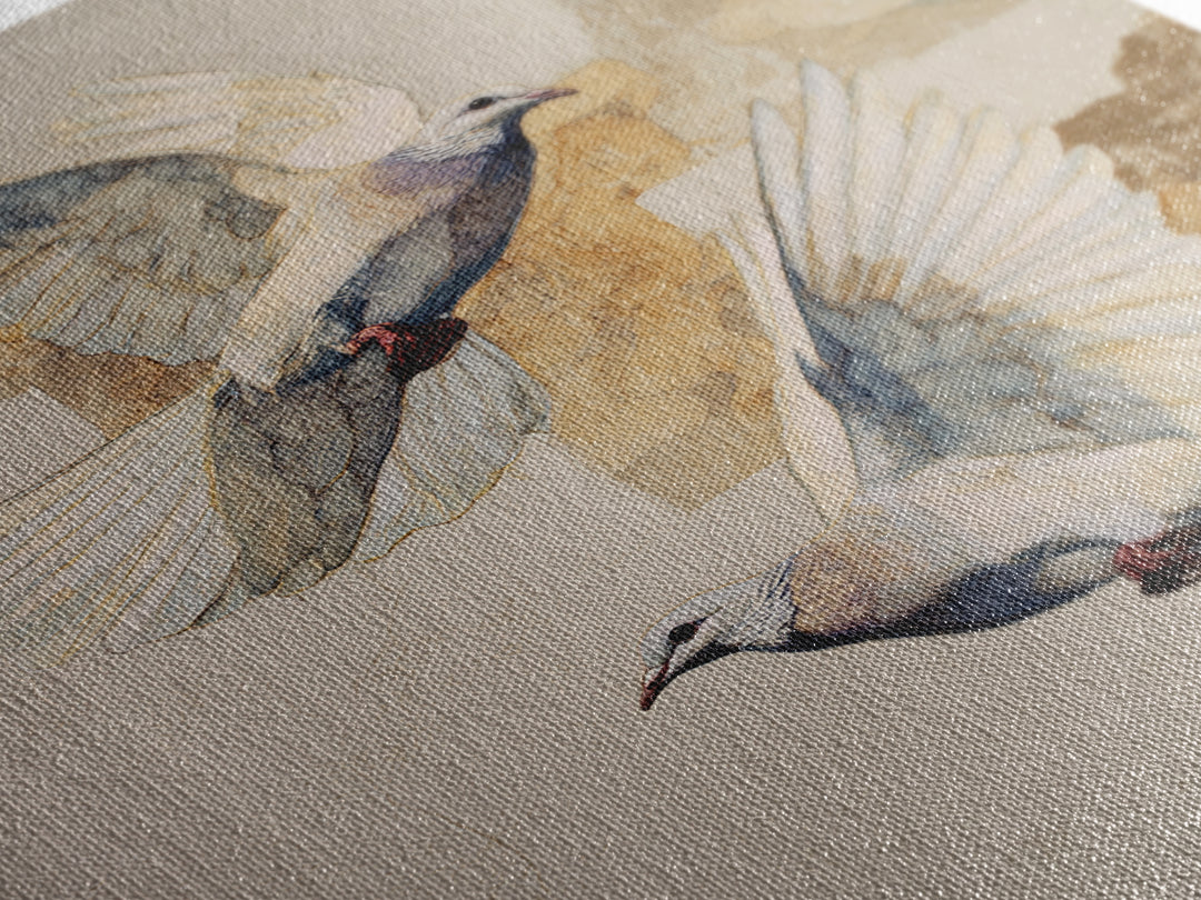 Doves Flying Through Soft Golden Light Canvas Print, Wedding Art, Art Print, Living Room Decor, Romance, Downloadable Art, WED-2x3-91