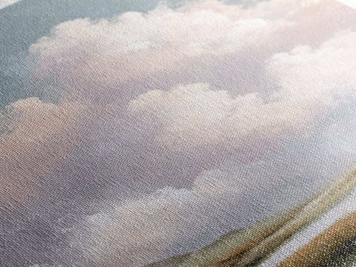 Blush Cloudscape with Dreamy Atmosphere Canvas Print, Wedding Art, Wedding Guest Book, Living Room Decor, Oil Painting, Romance, WED-2x3-95
