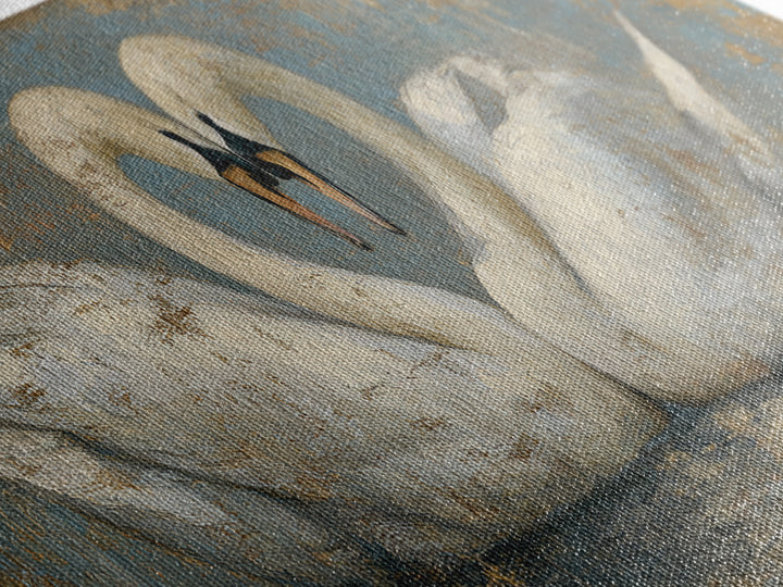 Two Swans Forming a Heart on Dark Canvas Print, Wedding Art, Printable Art, Living Room Decor, Fine Art, Romance, Beach Wedding, WED-3x1-66