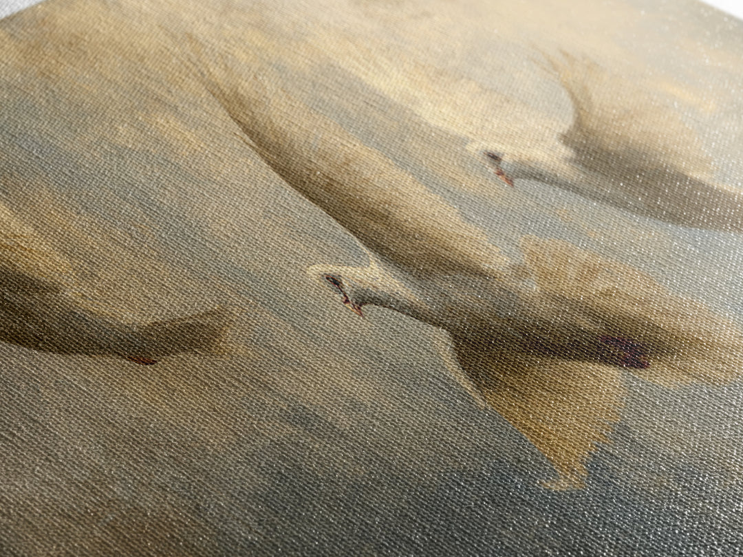 Doves Flying Through Soft Golden Light Canvas Print, Wedding Art, Wedding Guest Book, Living Room Decor, Fine Art, Romance, WED-3x1-75