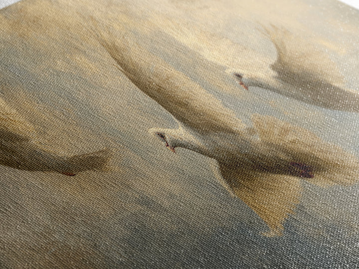 Doves Flying Through Soft Golden Light Canvas Print, Wedding Art, Wedding Guest Book, Living Room Decor, Fine Art, Romance, WED-3x1-75