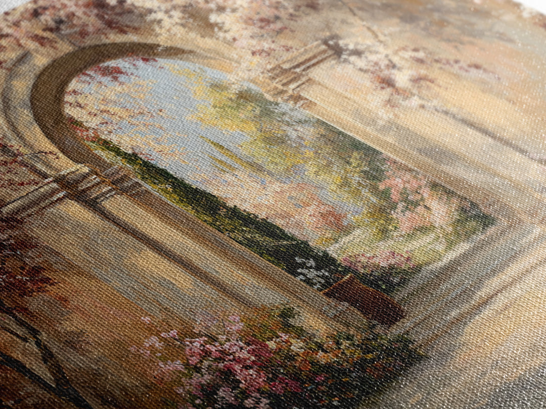 Romantic Garden Arch Covered Framed Canvas Print, Wedding Art, Wedding, Living Room Decor, Oil Painting, Romance, WED-3x2-14